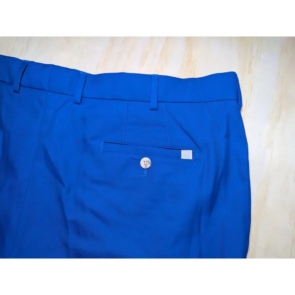 Peter Millar Men's 40 Blue Performance Golf Shorts Solid Flat Front Lightweight